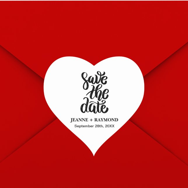 Einfaches elegantes Skript Save the Date Boho Wedd Herz-Aufkleber (Von Creator hochgeladen)