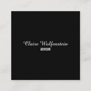 Einfaches elegantes Skript Schwarz und Weiß Quadratische Visitenkarte