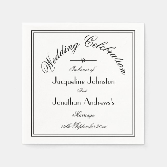 Einfaches elegantes Skriptname White Wedding Paper Serviette (Vorderseite)