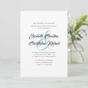Einfaches Elegantes Staubiges Türkis Ampersand Amp Einladung