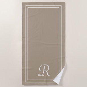 Einfaches elegantes Taupe Monogram Badetuch