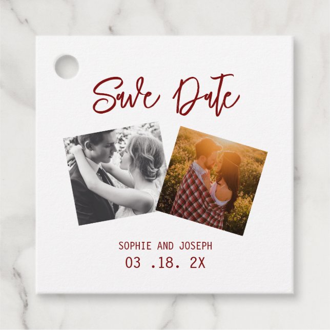 Einfaches elegantes Text & Foto | QR Code Hochzeit Geschenkanhänger (Vorderseite)