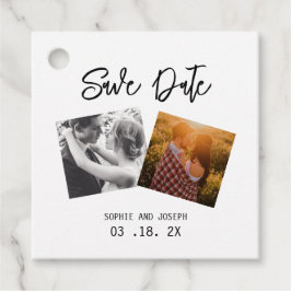Einfaches elegantes Text & Foto | QR Code Hochzeit Geschenkanhänger