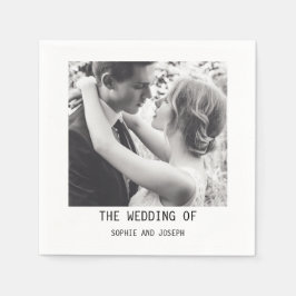 Einfaches elegantes Text & Foto | QR Code Hochzeit Serviette