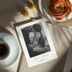 Einfaches elegantes Text- und Boho-Foto Save the D Einladung