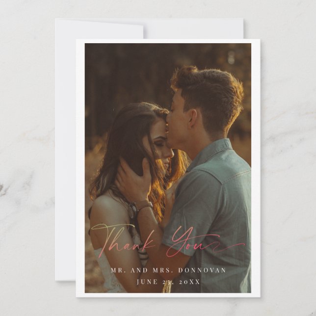 Einfaches elegantes Text und Foto | Hochzeit Danke Einladung (Vorderseite)