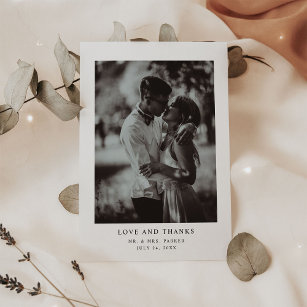 Einfaches elegantes Text und Foto   Hochzeit Danke Postkarte