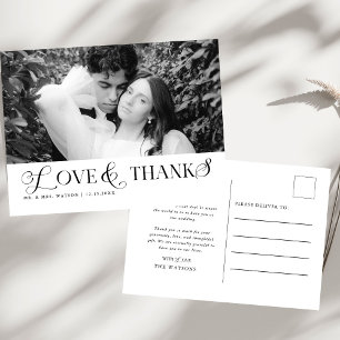 Einfaches, elegantes Text und Foto Hochzeit Danke Postkarte