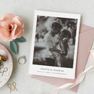 Einfaches elegantes Text und Foto   Hochzeit Save The Date