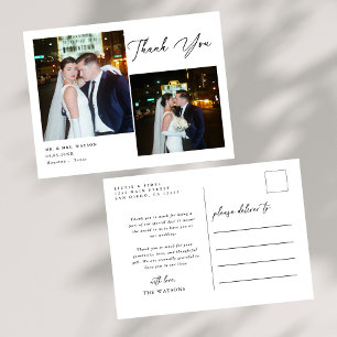 Einfaches, elegantes Text- und Foto-Hochzeitsgesch Postkarte