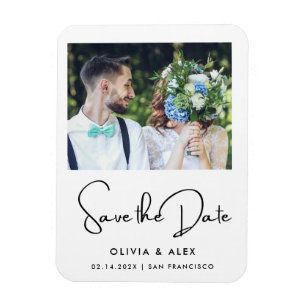 Einfaches elegantes Text und Foto   SAVE THE DATE Magnet