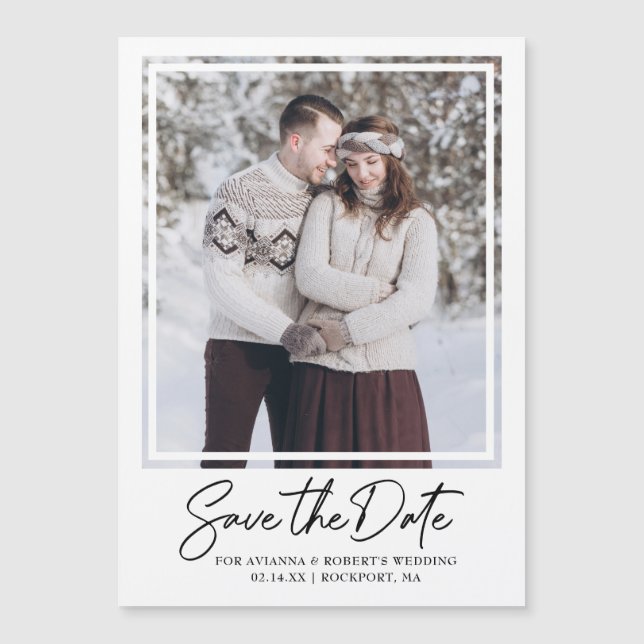Einfaches elegantes Text und Foto Save the Date Magneteinladung (Vorderseite)