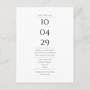 Einfaches Elegantes Typografisches Save-the-Date Ankündigungspostkarte