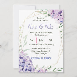 Einfaches, elegantes violettes Blumendesign Einlad Einladung