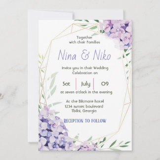 Einfaches, elegantes violettes Blumendesign Einlad Einladung