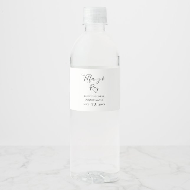 Einfaches elegantes Wasserflaschen-Etikett (Vorderseite)
