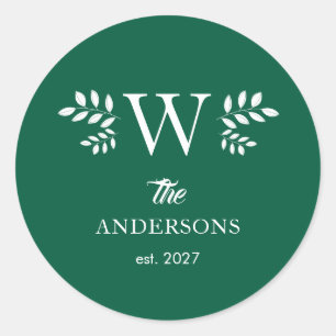 Einfaches Elegantes Weihnachten Familien Monogramm Runder Aufkleber