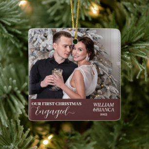 Einfaches elegantes Weihnachts-Coupé-Foto Keramikornament