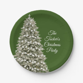 Einfaches elegantes Weihnachtsbaum Dunkles Grünes  Pappteller