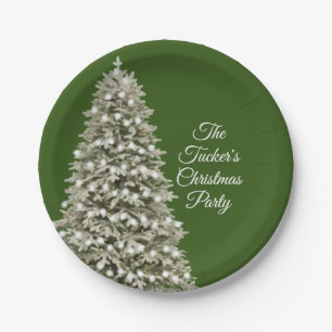 Einfaches elegantes Weihnachtsbaum Dunkles Grünes Pappteller