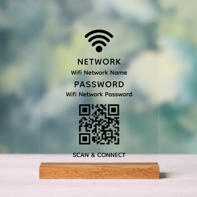 Einfaches elegantes WLAN QR-Netzwerkkennwort Acrylschild (Neutral)