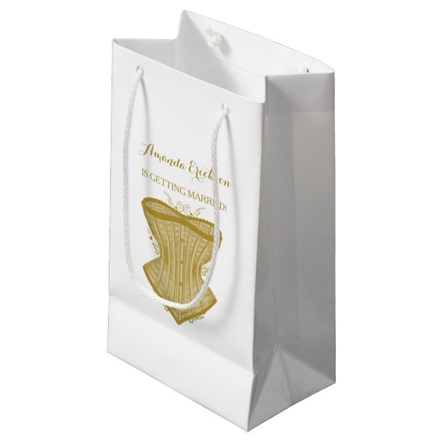 Einfaches Eleganz-Goldkorsett-Wäsche-Brautparty Kleine Geschenktüte (Vorderseite Schrägansicht)