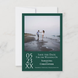 Einfaches Emerald Green Modernes Minimal Foto Hoch Save The Date