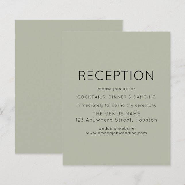 Einfaches Empfang Soft Sage Wedding Encl (Vorne/Hinten)