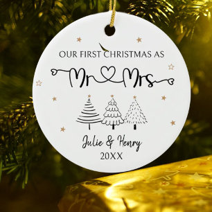 Einfaches erstes Weihnachten als Paar Keramik Ornament