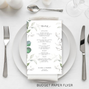 Einfaches Eukalyptus-Grünzeug-Hochzeitsmenü zum gü Flyer