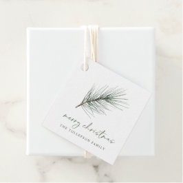 Einfaches Evergreen Branch Neutrales Weihnachtsfes Geschenkanhänger
