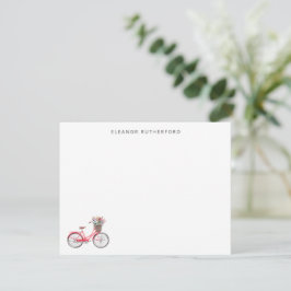 Einfaches Fahrrad mit Blume Personalisierter Radfa Mitteilungskarte