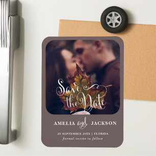 Einfaches Fall-Foto Save the Date Magnet
