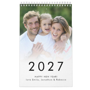 Einfaches Familienfoto pro Monatsname 2027 Kalender