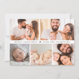 Einfaches Familienfoto-Raster Collage Frohe Weihna Einladung
