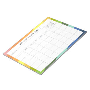Einfaches, farbenfroher Kalender für Familienplane Notizblock
