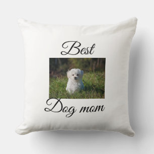 Einfaches farbenfrohes Tier Namensfoto Hundemutter Kissen