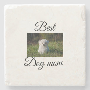 Einfaches farbenfrohes Tier Namensfoto Hundemutter Steinuntersetzer