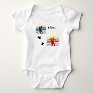 Einfaches farbenfrohes Tier Namensfoto individuell Baby Strampler