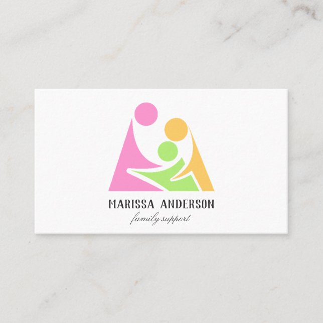Einfaches, farbiges Modern Family Support-Logo Visitenkarte (Vorderseite)