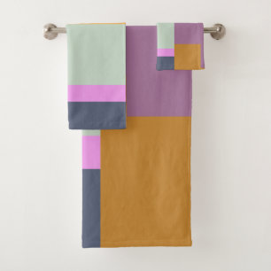 Einfaches farbiges Patchwork Geometrische Formen D Badhandtuch Set