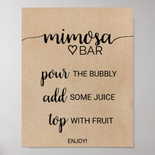 Einfaches Faux-Kraft-Kalligrafie-Mimosa-Bar-Schild Poster