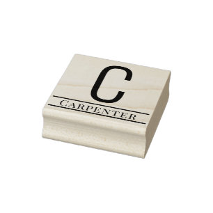 Einfaches, feines Single Anfangsmonogramm Name #13 Gummistempel