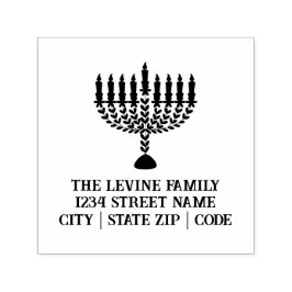Einfaches Festival der Lichter Menorah Hanukkah Permastempel