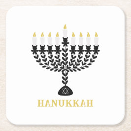 Einfaches Festival der Lichter Menorah Hanukkah Rechteckiger Pappuntersetzer