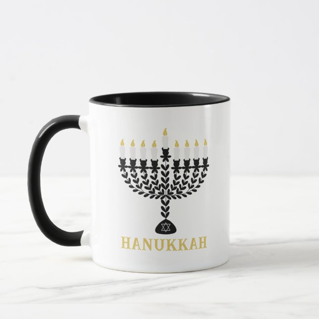 Einfaches Festival der Lichter Menorah Hanukkah Tasse (Links)