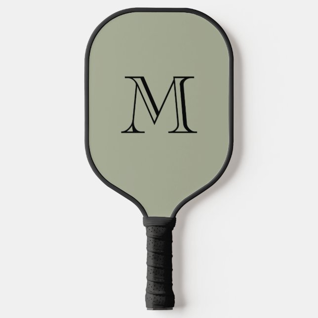 Einfaches fettes Monogramm Initial Salbeigrün Pickleball Schläger (Vorderseite)