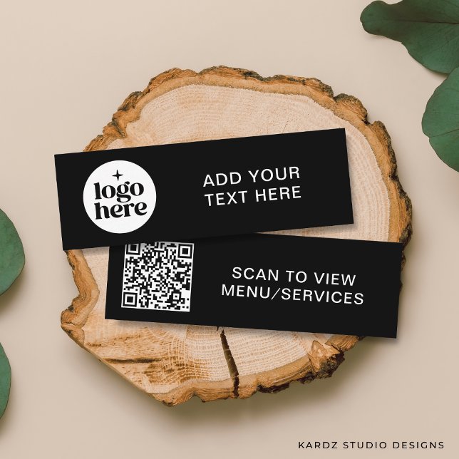Einfaches Firmenlogo als QR-Code Mini Visitenkarte (Front and back of card is shown in Mini size, 3 x 1 inches. Customize and choose paper type.)