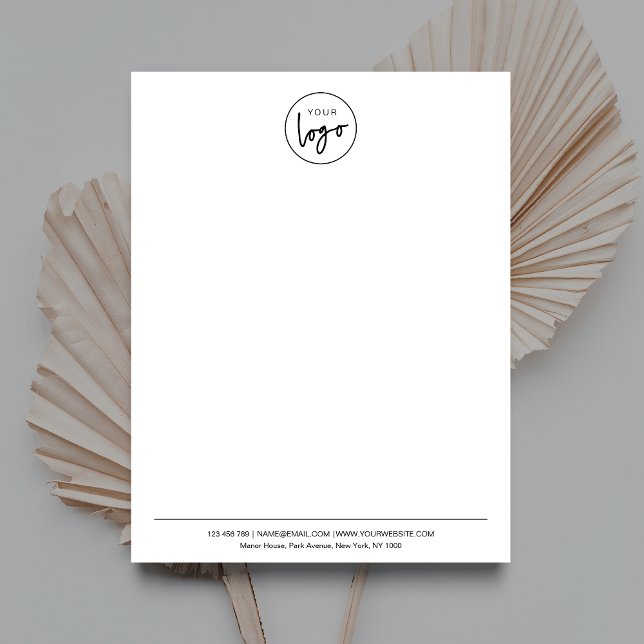 Einfaches Firmenlogo Minimal Schwarz & Weiß Briefbogen (Simple, yet elegant, business logo letterhead design in black and white)
