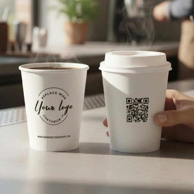 Einfaches Firmenlogo Modern beruflich Pappbecher (QR code, logo custom paper cups with lid template)